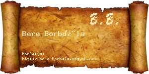 Bere Borbála névjegykártya